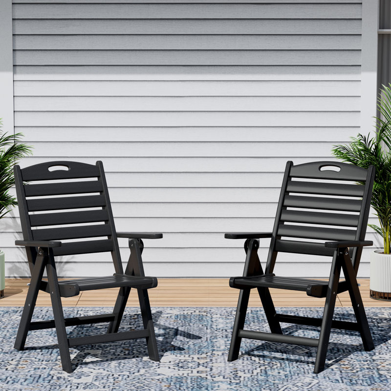 Ensemble de 2 chaises de patio pliantes à dossier haut, Noir