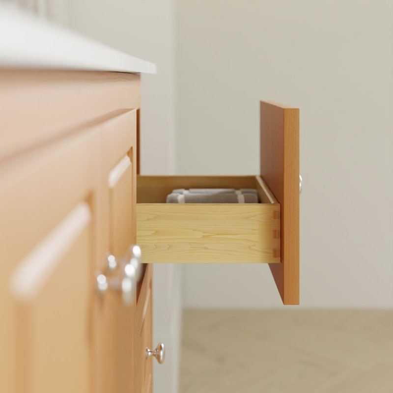 Meuble-lavabo en aulne naturel avec comptoir en céramique blanc l 31 po x P 22 po x H 35 po Ultraline, Aulne naturel