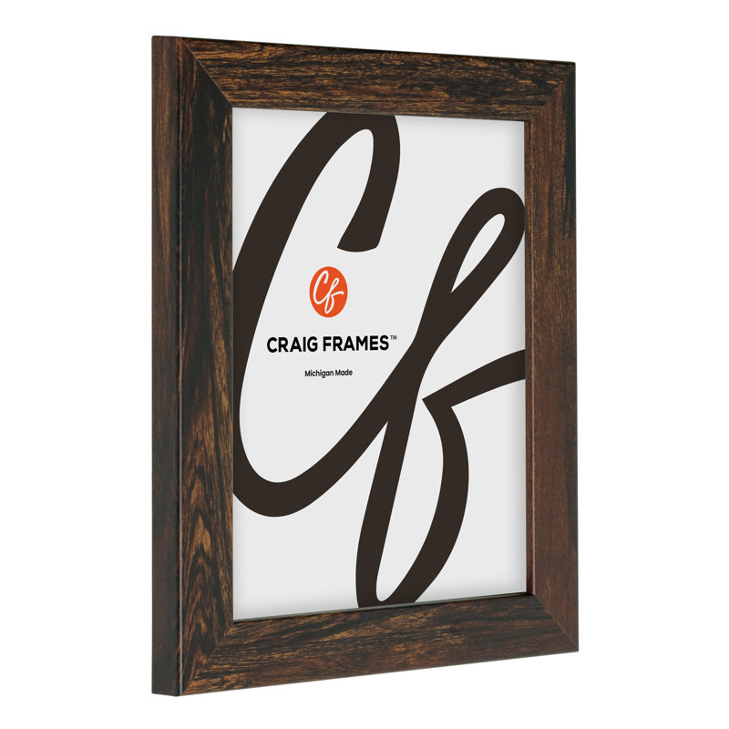 Cadre photo Craig Frames 15 x 21 pouces, couleur châtaigne Morado, style Bauhaus 125, moulure en MDF de 1,25 pouce, finition texturée, vitre en plexiglas et système d'accrochage inclus.