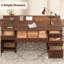 Bureau de direction de 152 cm avec station de charge et ports USB, table d'ordinateur en bois avec classeur et nombreux tiroirs de rangement, idéal pour étudier et travailler à la maison – Brun (boîte AB)-1848901794
