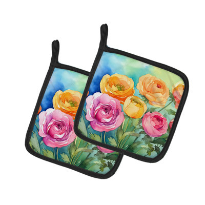 Caroline's Treasures Floral Polyester Potholder Set