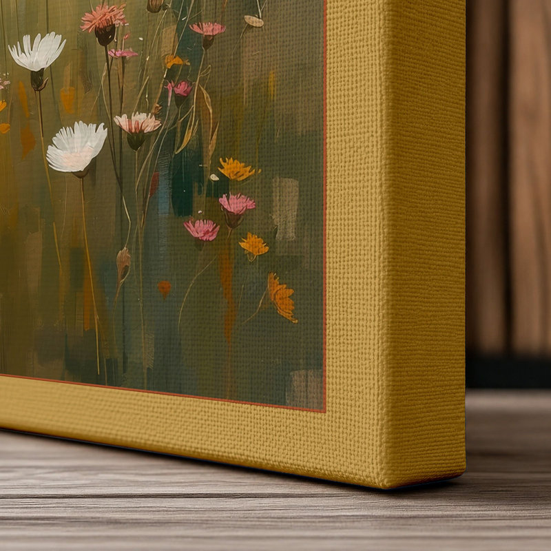 Misty Meadow Light Scandinavian - Wrapped Canvas, 36x24 - 91.4 x 61.0 cm, Ochre Border