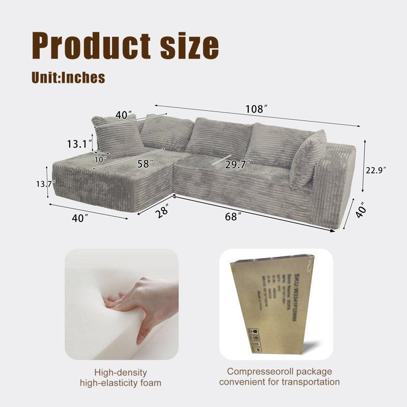 Compress Foam Couch, Antique Gray