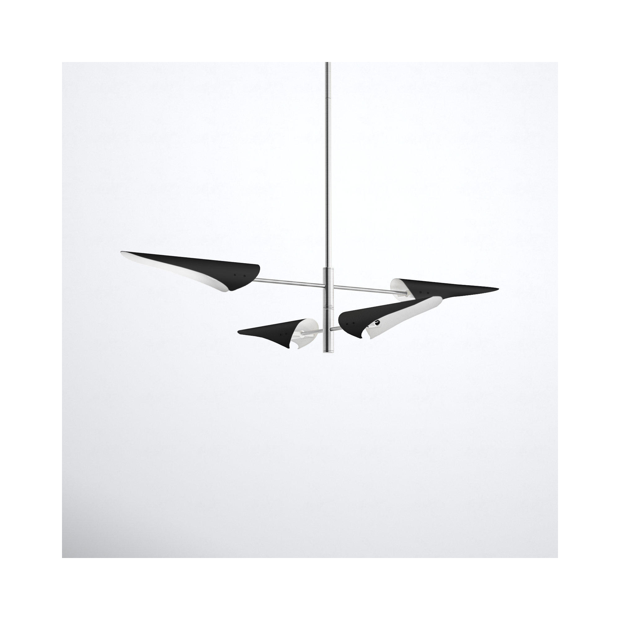 Cortina 4 - Light Metal Dimmable Chandelier, Brushed Nickel, Black