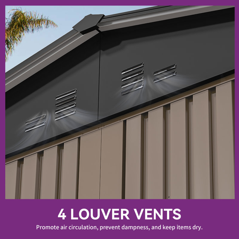 10 ft. W x 8 ft. D Metal Storage Shed, Brown