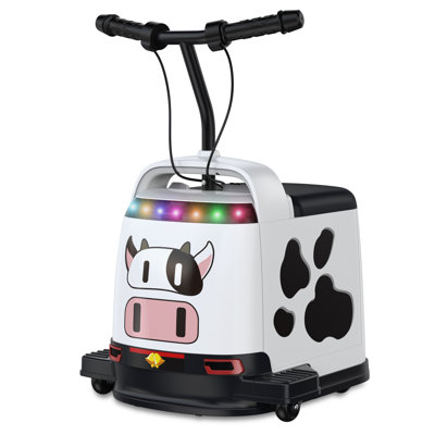DEARAUTO 24v Ride On Toy, Electric Box Car For Kids Aged 4-12 W/ Thumb Push Accelerator, Storage Space, Colorful Lights, Creative Stickers, Mp3