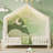 House-Shaped Wooden Kids Bed With Canopy And High Railings, Twin Size, White, Ideal For Safe And Stylish Sleep-65692429-65692428