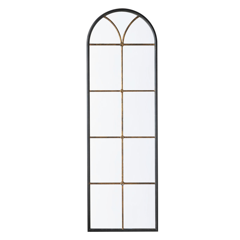 74.5 - Inch Black And Gold Arched Floor Mirror, , Simple Design, Perfect For Interior Themes 23.5X74.5 Inches Suitable Any Interior, Adds Dimension To Decor