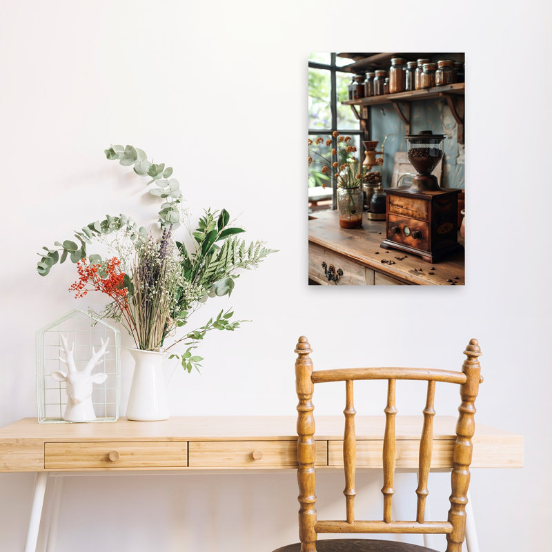 «Vintage Coffee Grinder», art mural rétro, 24" H x 16" W