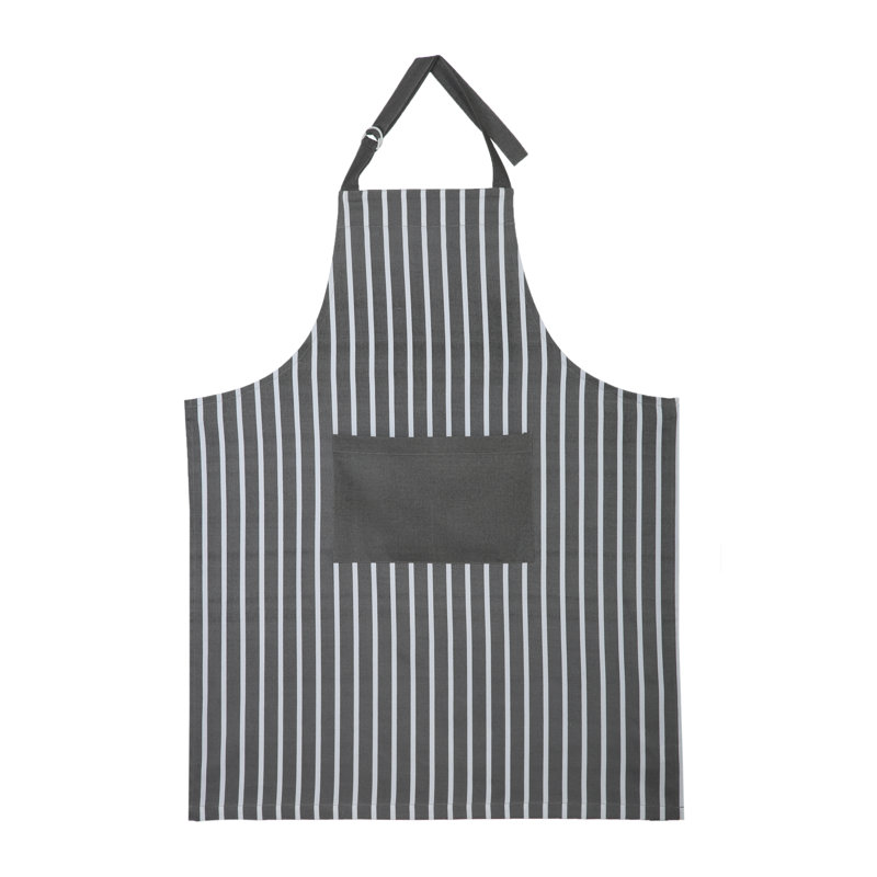 Striped Bib Apron, Grey Striped