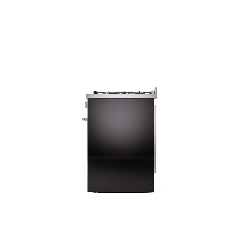  ILVE Professional Plus II 30 in Dual Fuel Range, 5 Sealed Burners (Solid Door), Liquid Propane, Glossy Black/Stainless Steel