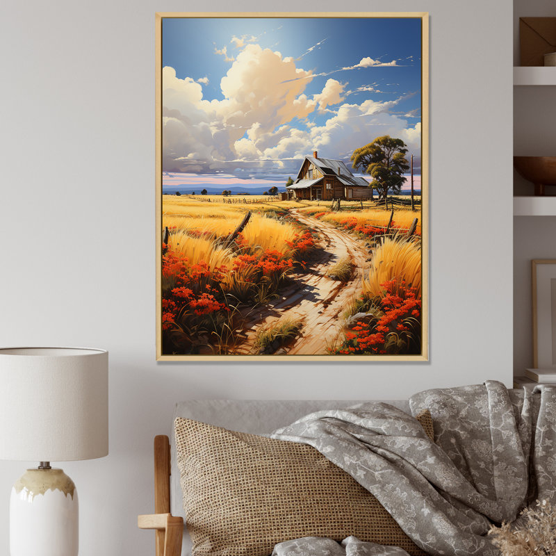 «Prairies Storm Farmhouse Unveilé», reproduction sur toile, Cadre naturel flottant, H 32 po x l 16 po x P 1 po