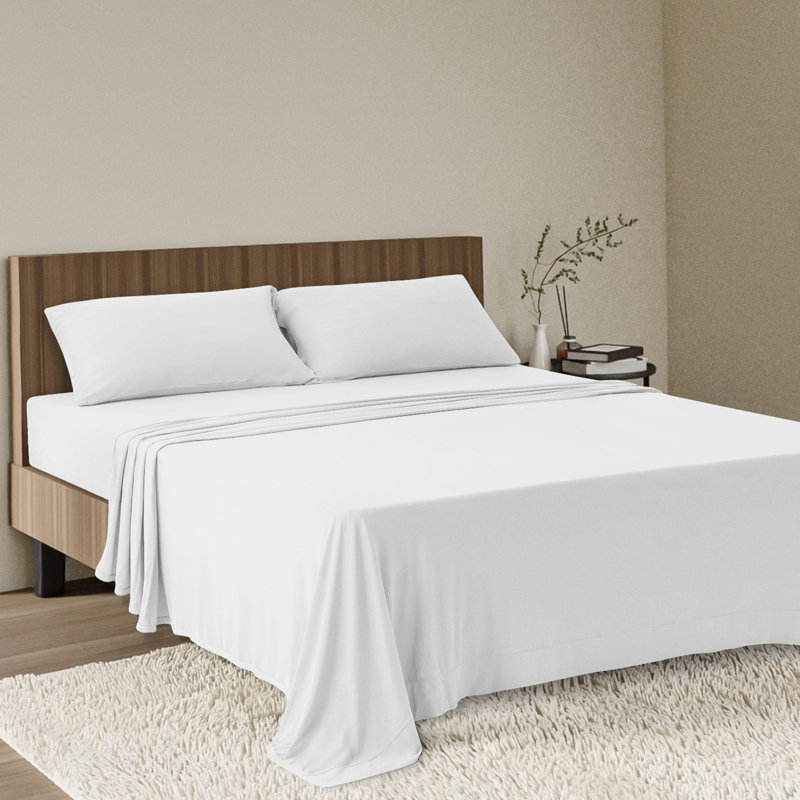 Sheet Set Ultra Soft Jersey Knit Sheet Set Deep Pocket, King, White