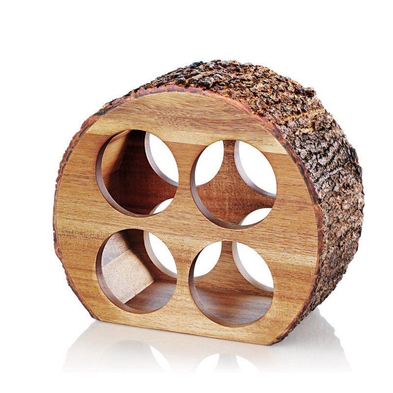 Solid Wood Tabletop Wine Bottle Rack in Natural