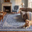 Tapis Laurel traditionnel, style persan audacieux, bleu, gris et crème, lavable à la machine, antidérapant, à poils courts, pour l'intérieur et l'extérieur, adapté aux animaux domestiques, idéal pour le salon, la chambre, la salle à manger, l'entrée, le couloir ou le bureau.-344246549