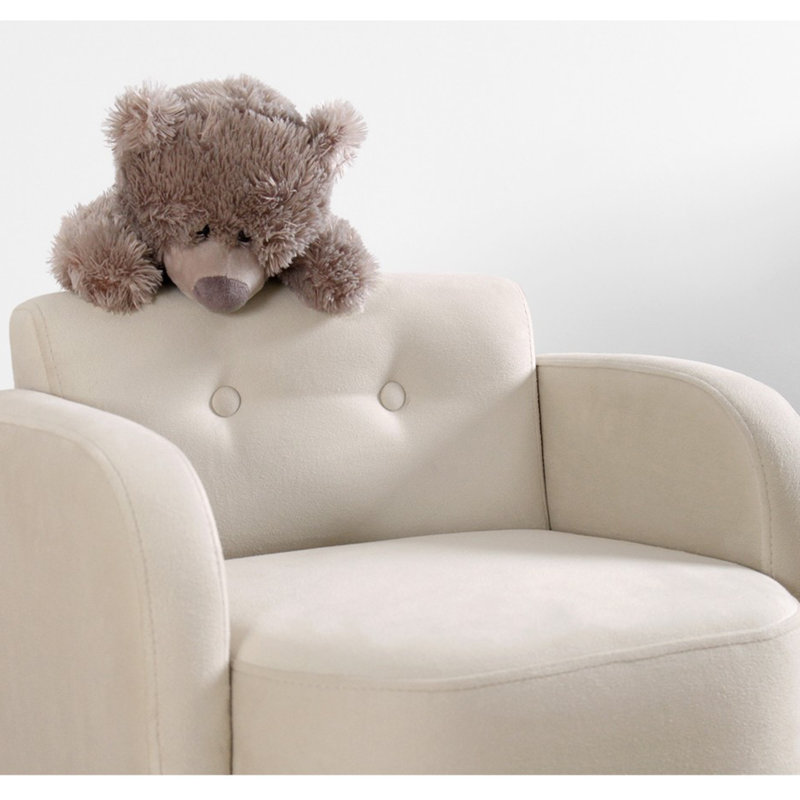Fauteuil à oreilles pour enfants, couleur crème, 20,1 po x 18,5 po x 20,9 po | Revêtement 100% coton, éponge orthopédique 35 pouces de 2,8 pouces, pieds en bois robustes | Style bohémien et scandinave, parfait pour la salle de jeux et la chambre de 