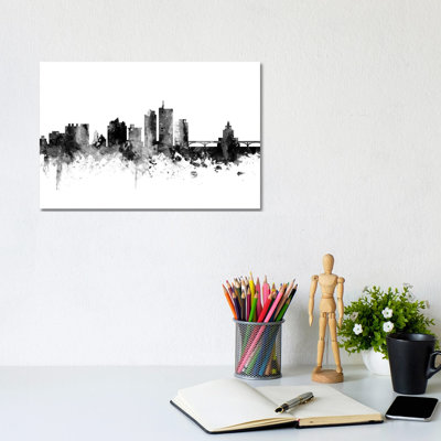 Cedar Rapids, Iowa In Black & White by Michael Tompsett - 1 Piece Wrapped Canvas Wall Art