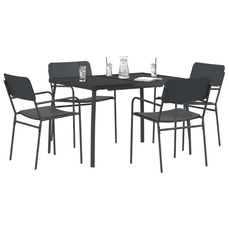 Steel Patio Dining Set Table,, 5, 72 cm H x 100 cm W x 80 cm D, 4