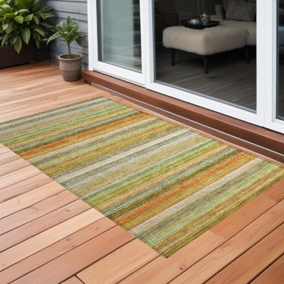 Tapis intérieur extérieur rayé lavable antidérapant 2 pi x 3 pi vert artichaut