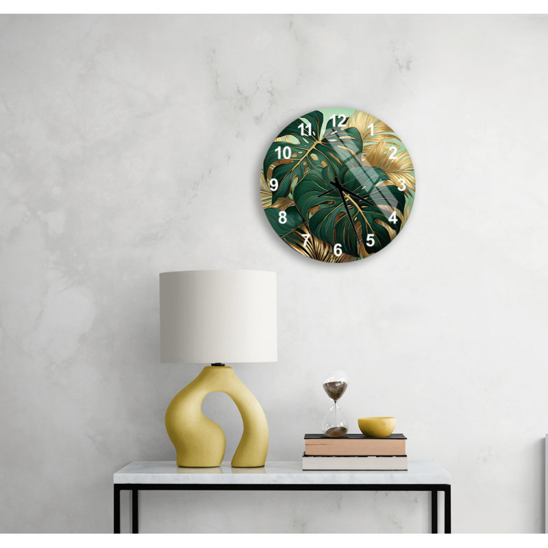 Horloge murale Glam Botanical, Blanc