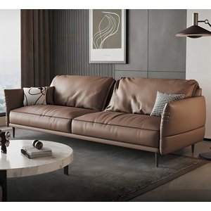 Momenty Zin AABB677928044291MZ&Color 86.61'' Leather Sofa | Wayfair