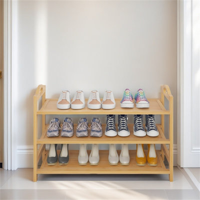 Étagère à chaussures en bambou, armoire à chaussures de plancher 3e, étagère à chaussures d'entrée