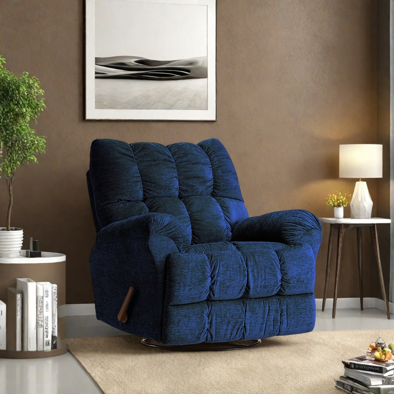 Beech solid wood Chenille chair, Blue