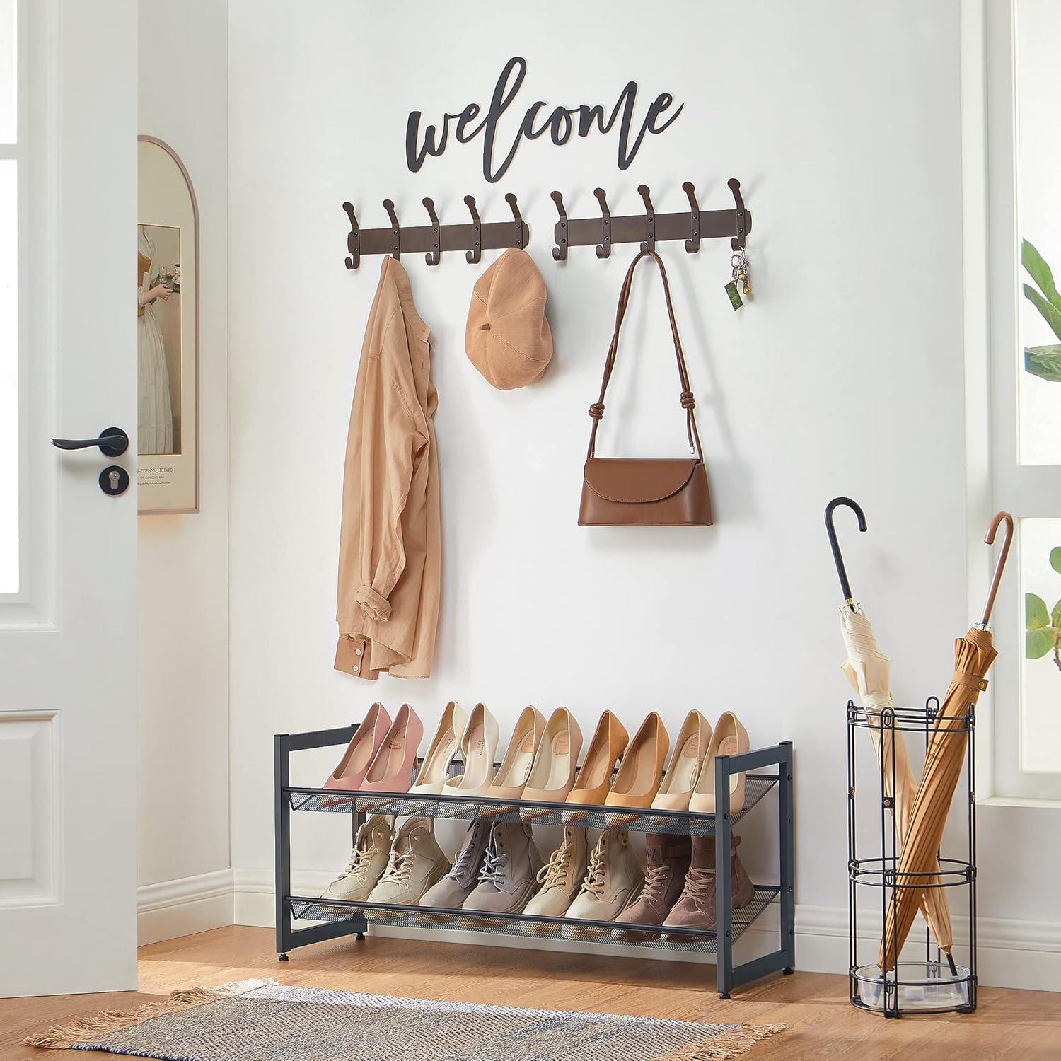 17 Stories Shoe Rack, 2-Tier Shoe Organizer, Metal Shoe Storage For ...