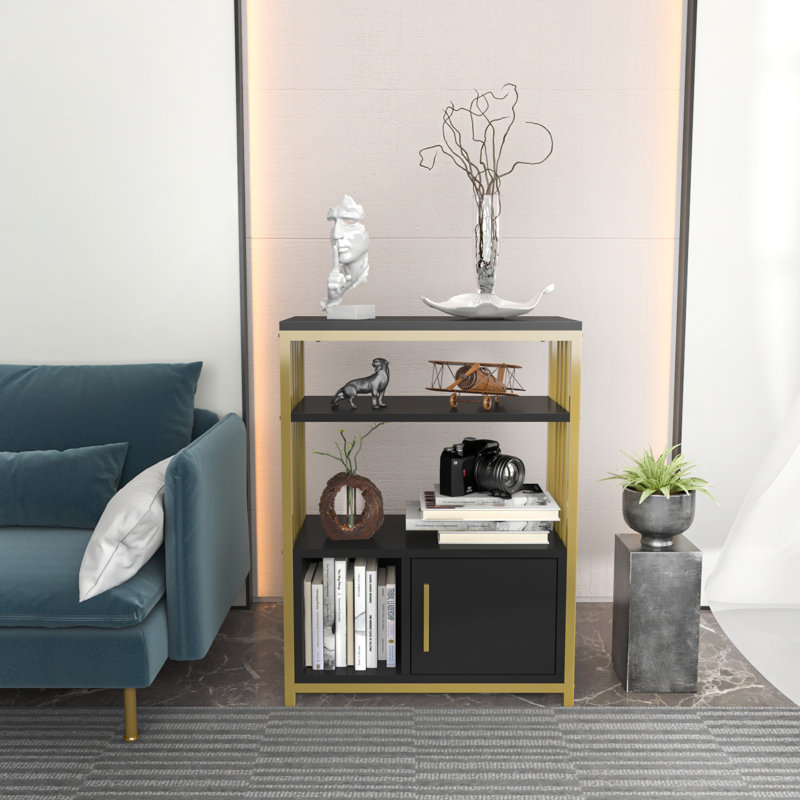 Letos 80cm H x 60cm W Standard Bookcase, Anthracite/Gold