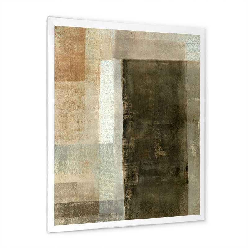 Le gris rencontre le brun - Art abstrait moderne et contemporain sur toile, H 36 po x l 24 po x P 1 po, Cadre photo blanc