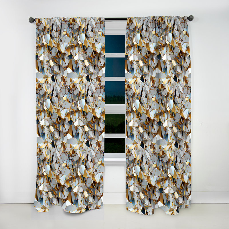 Rideau obscurcissant Marble White and Gold, L 52 po x L 84 po