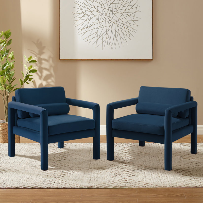 Ensemble de 2 fauteuils Solaris, Velours bleu