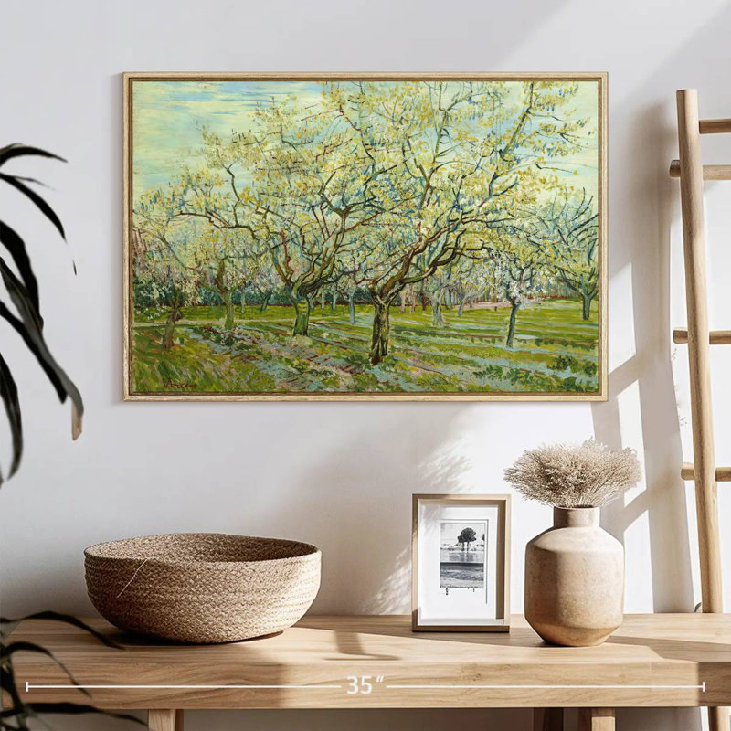 Le verger blanc 1888, Cadre flottant en bois naturel, 25 po x 17 po