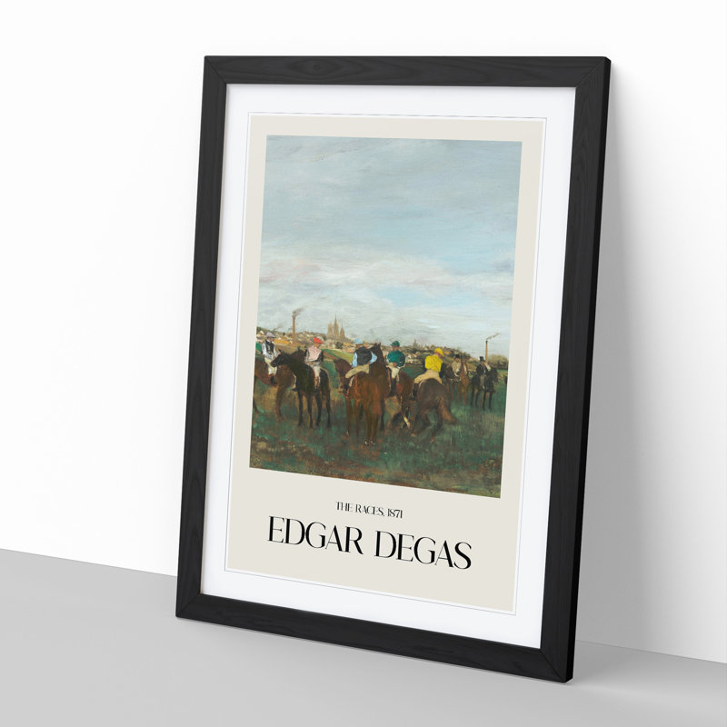 The Horse Races by Edgar Degas - Picture Frame Painting, 48cm H x 36cm W x 2cm D, Black Framed