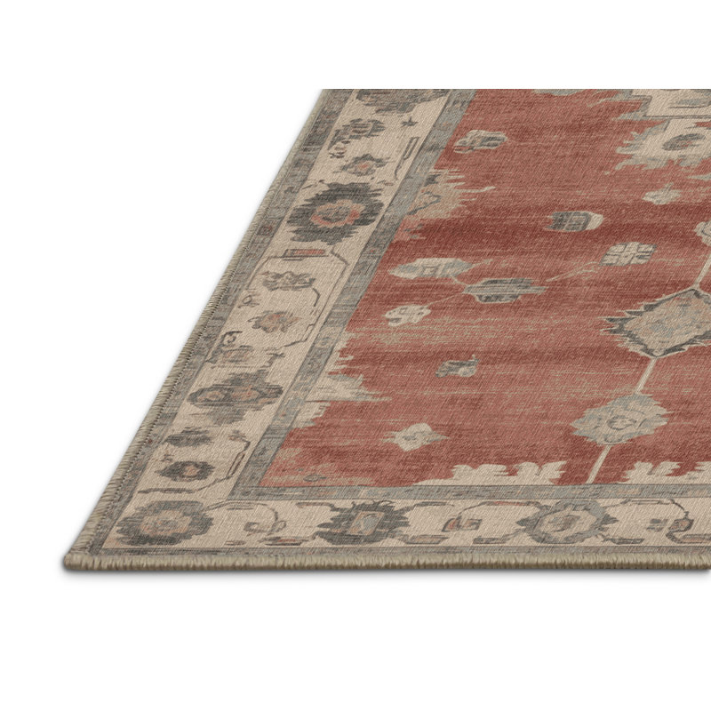 Machine Washable Overdyed Brown Area Rug, Round 6'