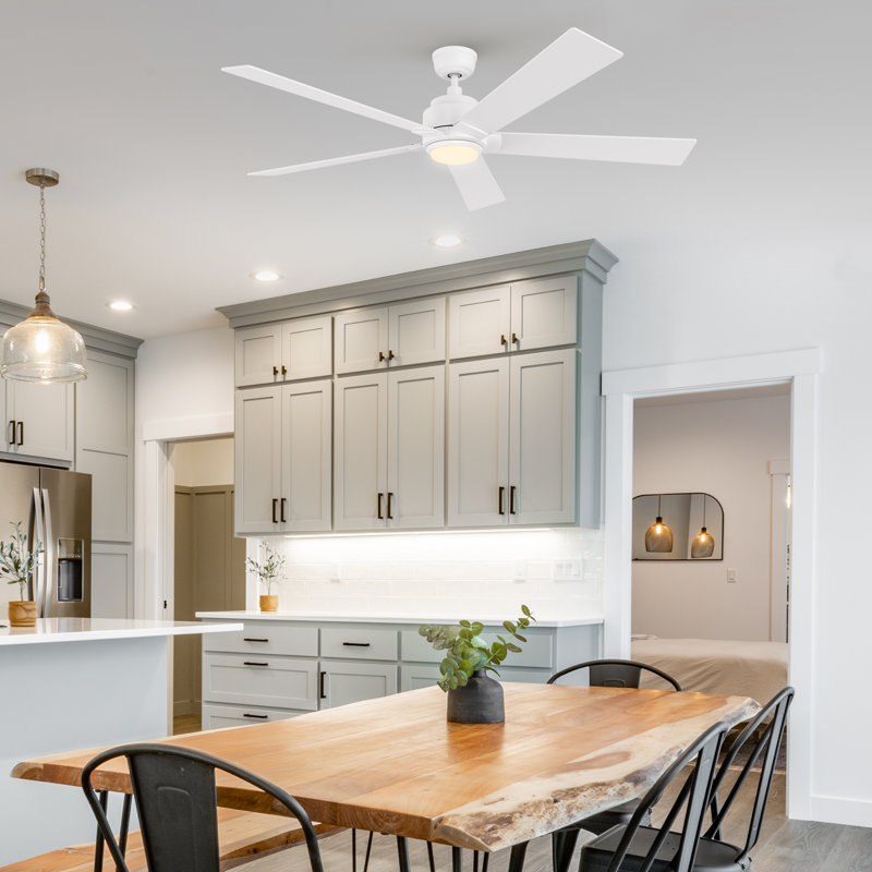 60'' Ceiling Fan with LED Lights, White, White