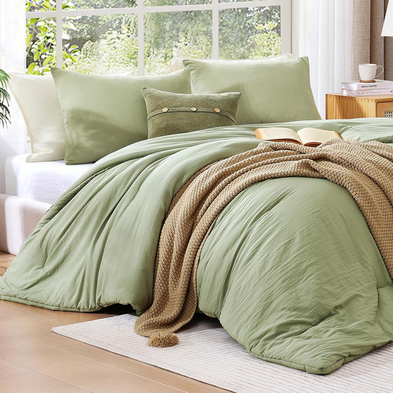Sage Green Queen Microfiber Down Alternative Comforter Set