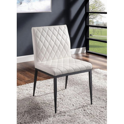 Similicuir 2 pièces chaises de salle à manger meubles de salle à manger cadre noir chaise rembourrée en métal de style contemporain