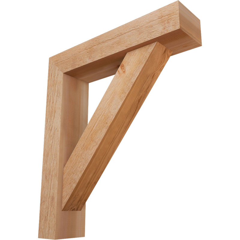 Traditional Block Bracket w/ Offset Brace, 30 x 26, 6"W Western Red Cedar (Rough Sawn)