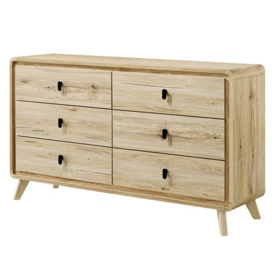 Commode horizontale, commode Mid-Century à six tiroirs