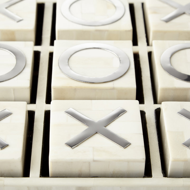 Modern Spring White Wood Tic Tac Toe Game Set