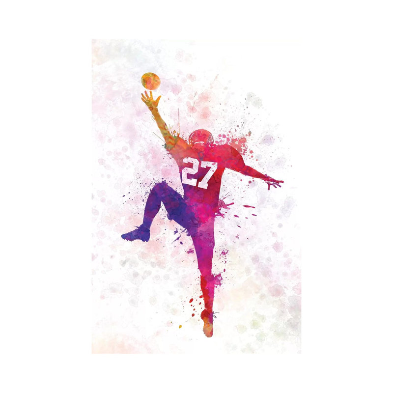 American Football Player Catching Receiving IV by Paul Rommer - Wrapped Canvas Painting, 66.04 cm H x 45.72 cm W