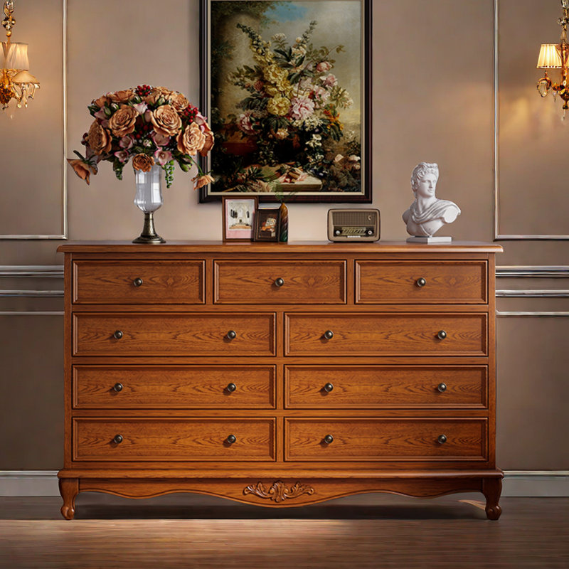 American Decorative Cabinet Storage Cabinet 59.06'' W 9 - Drawer Dresser, Brown