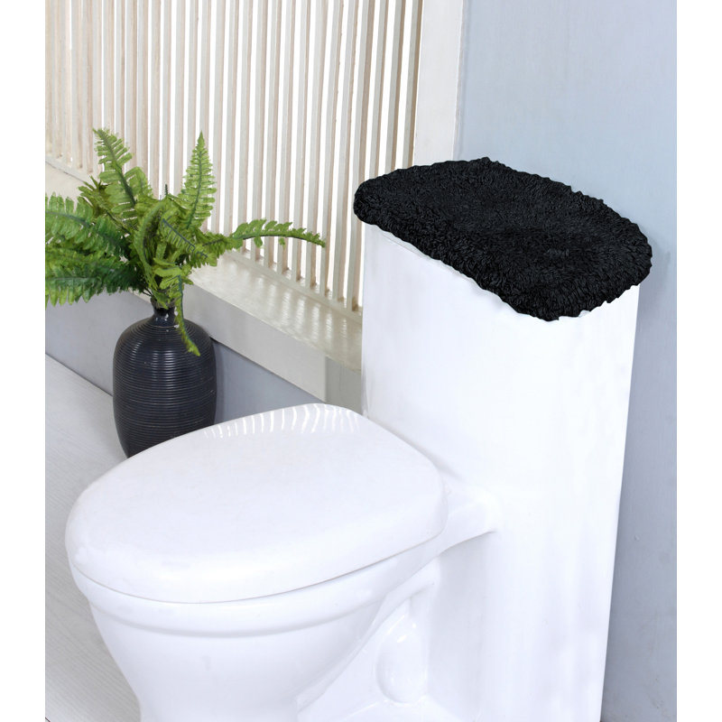 100% Cotton Tufted Bath Rug, Extra Soft & Machine Washable 10x22" Tank Cover, Black