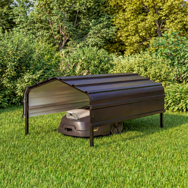 Garage de rangement extérieur pour tondeuse à gazon avec toit en métal résistant à la rouille