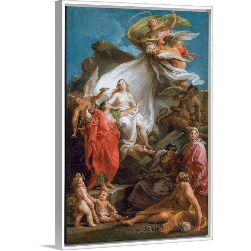 Time Unveiling Truth - Print on Canvas, 20" H x 14" W x 1.75" D, White Floater Framed