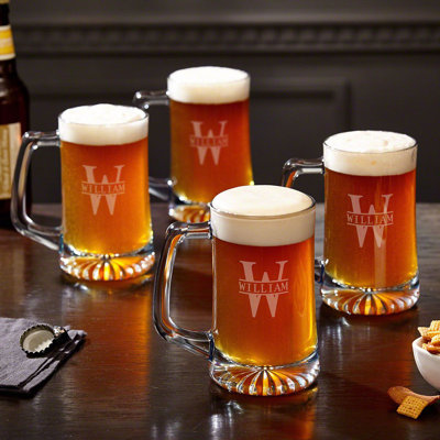 Kaity 15 oz. Glass Beer Mug Set