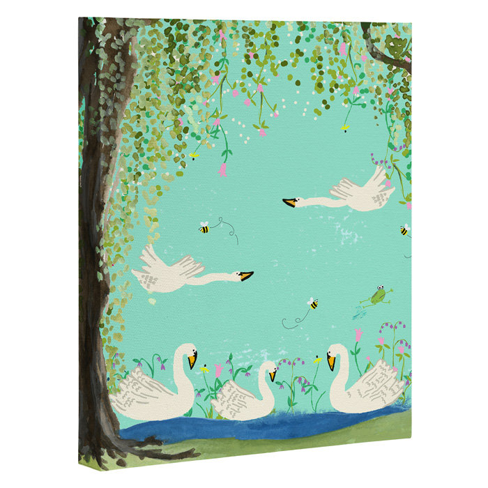 « swan lake », peinture sur toile, H 10 po x l 8 po x P 1,5 po