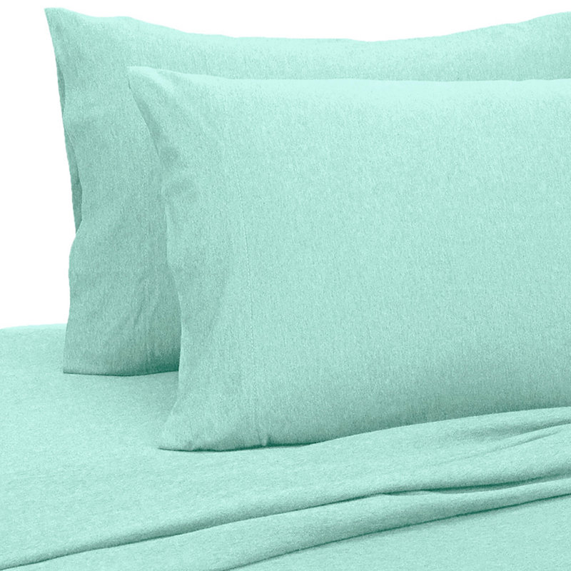 Queen Aqua Cotton Modal Jersey Knit Sheet Set