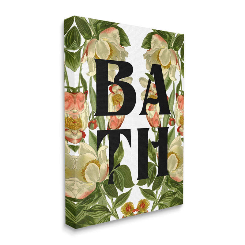 «Vintage Bath Flower Blooms», art mural par Lil 'Rue, L 16 po x H 20 po, Toile tendue